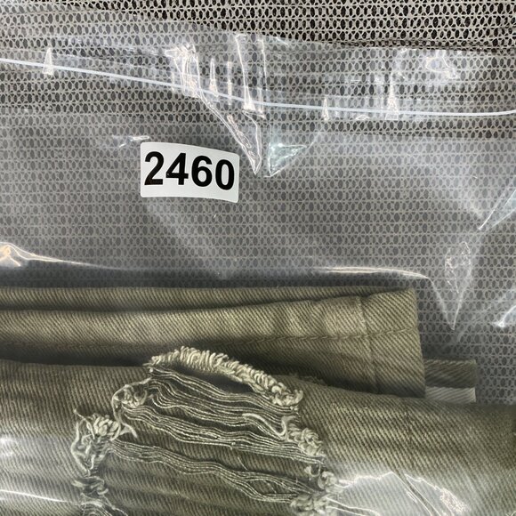 Encrypted Mens Size 38 Olive Green Distressed Paint Splatter Jeans - Picture 8 of 11